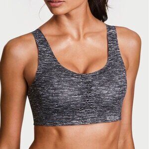 Victorias Secret Speckled Sports Bra Gray Racerback 34B Strappy Back Activewear